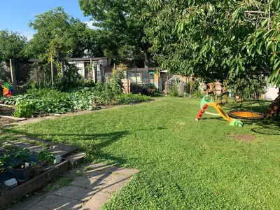 Ein Garten an der Unterkunft Blockhausvermietung 