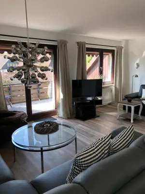 Ein Sitzbereich in der Unterkunft Ferienwohnung An der Jordanshöhe