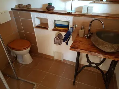 Ein Badezimmer in der Unterkunft Wohnen im Hühnerhaus