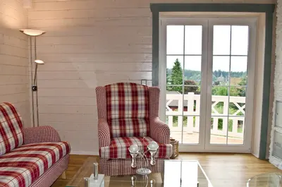 Ein Sitzbereich in der Unterkunft Ferienblockhaus Auerhahn & Luchs