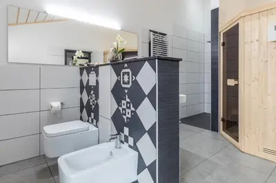 Ein Badezimmer in der Unterkunft Ferienhaus Selke Am Bach