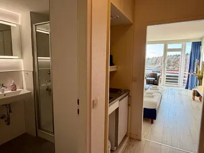 Küche/Küchenzeile in der Unterkunft Seesicht Appartements am Kranichsee