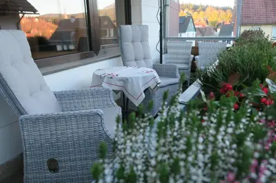Ein Balkon oder eine Terrasse in der Unterkunft Harzgenuß
