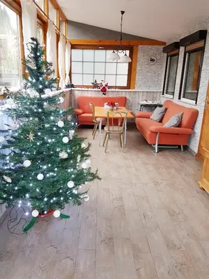 Ein Sitzbereich in der Unterkunft Ferienhaus Bielenski