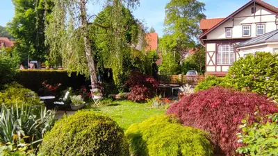 Ein Garten an der Unterkunft FEWO am Wetzstein