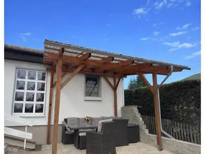 Ein Sitzbereich in der Unterkunft Ferienhaus mit Kamin in Thale-Friedrichsbrunn