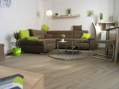 Ein Sitzbereich in der Unterkunft Ferienwohnung Traumblick