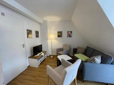Ein Sitzbereich in der Unterkunft Urlaub im Fachwerk - Klink