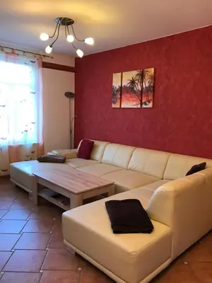 Ein Sitzbereich in der Unterkunft Ferienwohnung am Bodetal mit Wallbox für E-Auto