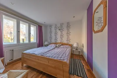 Ein Bett oder Betten in einem Zimmer der Unterkunft Ferienhaus Wichtelhus