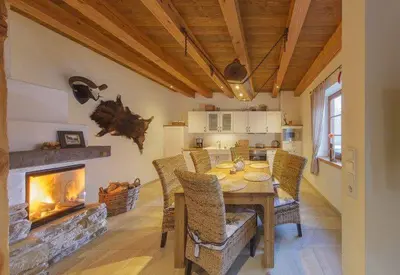 Ein Sitzbereich in der Unterkunft Chalets zum Ilsetal - Brocken-Chalet