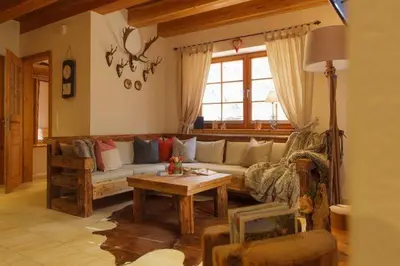 Ein Sitzbereich in der Unterkunft Chalets zum Ilsetal - Ilse-Chalet