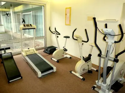 Das Fitnesscenter und/oder die Fitnesseinrichtungen in der Unterkunft De Luchs