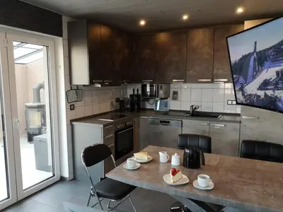 Küche/Küchenzeile in der Unterkunft Ferienhaus Ausblick Am Eichenberg