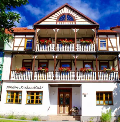 Ein Balkon oder eine Terrasse in der Unterkunft Pension Kurhausblick
