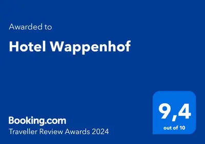 Ein Zertifikat, Auszeichnung, Logo oder anderes Dokument, das in der Unterkunft Hotel Wappenhof ausgestellt ist
