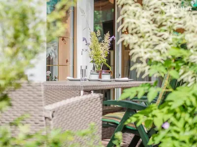 Ein Garten an der Unterkunft Idyllisches Ferienhaus bei Wernigerode