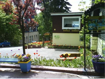 Ein Garten an der Unterkunft Hotel Hecker