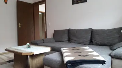 Ein Sitzbereich in der Unterkunft Ferienhaus Greiling
