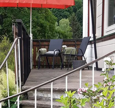 Ein Balkon oder eine Terrasse in der Unterkunft Am Mühlenberg