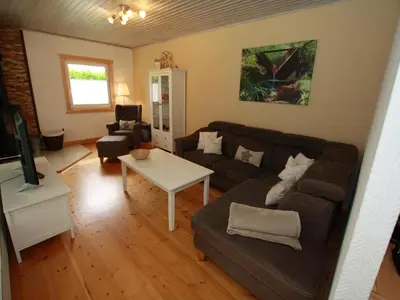 Ein Sitzbereich in der Unterkunft Ferienhaus in Clausthal-Zellerfeld mit Terrasse