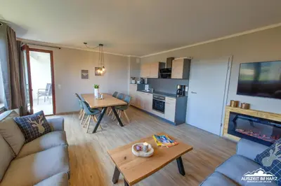 Küche/Küchenzeile in der Unterkunft Auszeit im Harz Haus 3 Wohnung 6