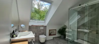 Ein Badezimmer in der Unterkunft Ferienwohnung am Wald