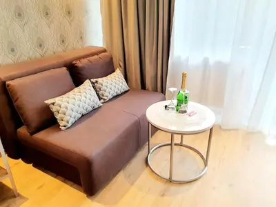 Ein Sitzbereich in der Unterkunft Haus am See Luxury HS 948