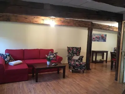 Ein Sitzbereich in der Unterkunft Ferienhaus Harzinsel