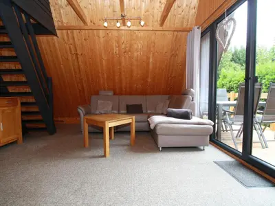 Ein Sitzbereich in der Unterkunft Ferienhaus in Clausthal-Zellerfeld mit Terrasse