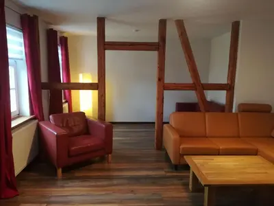 Ein Sitzbereich in der Unterkunft Ferienwohnung Brocken