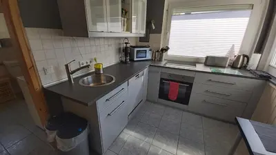 Küche/Küchenzeile in der Unterkunft Ferienhaus Zur Lehns mit Garten am Harz