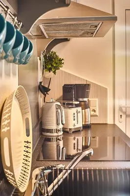 Küche/Küchenzeile in der Unterkunft Bagger's Ferienhaus