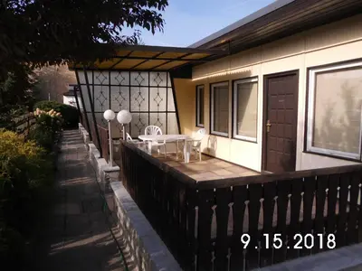 Ein Balkon oder eine Terrasse in der Unterkunft Bungalow, Nähe Ilsenburg und Wernigerode