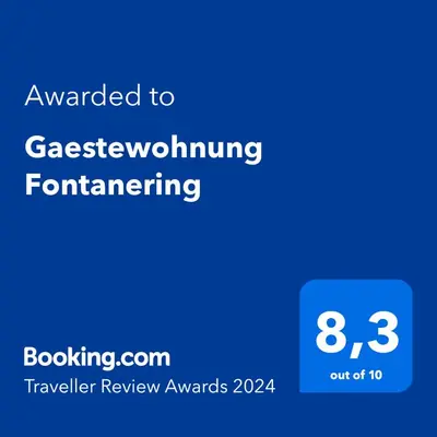 Ein Zertifikat, Auszeichnung, Logo oder anderes Dokument, das in der Unterkunft Gaestewohnung Fontanering ausgestellt ist