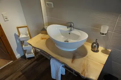 Ein Badezimmer in der Unterkunft Ferienhaus Hundertmorgenfeld Wo 1