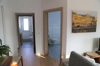 Ein Sitzbereich in der Unterkunft Altes Logierhaus