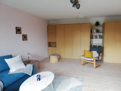Ein Sitzbereich in der Unterkunft Appartment Harzallerliebst