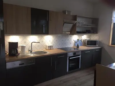 Küche/Küchenzeile in der Unterkunft Schöne gemütliche Ferienwohnung mit Kamin I im Harz