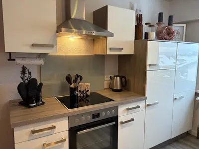 Küche/Küchenzeile in der Unterkunft Ferienwohnung Rehblick