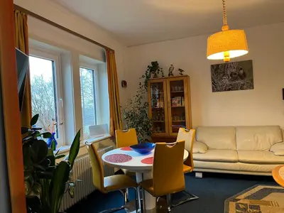Ein Sitzbereich in der Unterkunft Der Falkenhorst
