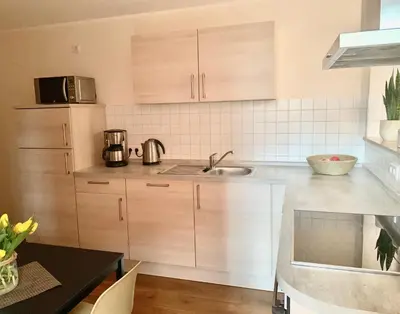 Küche/Küchenzeile in der Unterkunft Ferienwohnung Bournville