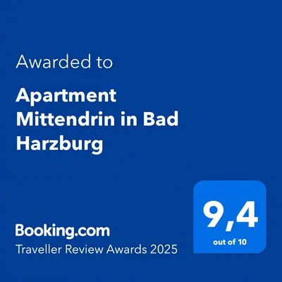 Ein Zertifikat, Auszeichnung, Logo oder anderes Dokument, das in der Unterkunft Apartment Mittendrin in Bad Harzburg ausgestellt ist
