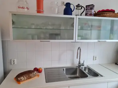 Küche/Küchenzeile in der Unterkunft Ferienwohnung an der Salamanderburg
