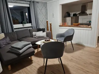 Ein Sitzbereich in der Unterkunft Harznester - Ferienhaus am Horstberg