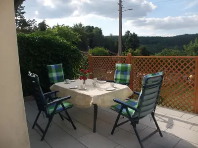 Ein Balkon oder eine Terrasse in der Unterkunft Eichhörnchen Wernigerode