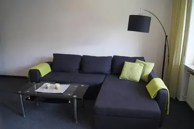 Ein Sitzbereich in der Unterkunft Ferienwohnung Downhill am Bocksberg