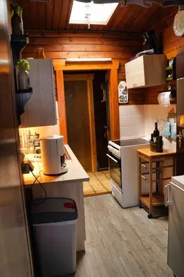 Küche/Küchenzeile in der Unterkunft Ferienblockhaus Harzidyll