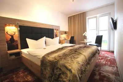 Ein Bett oder Betten in einem Zimmer der Unterkunft Wellness & Ayurveda Hotel Am Eichenberg