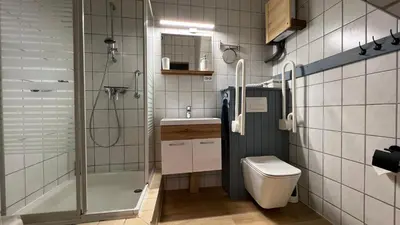 Ein Badezimmer in der Unterkunft Ferienwohnung Wetzig W1 - Breite Straße 104 Wernigerode